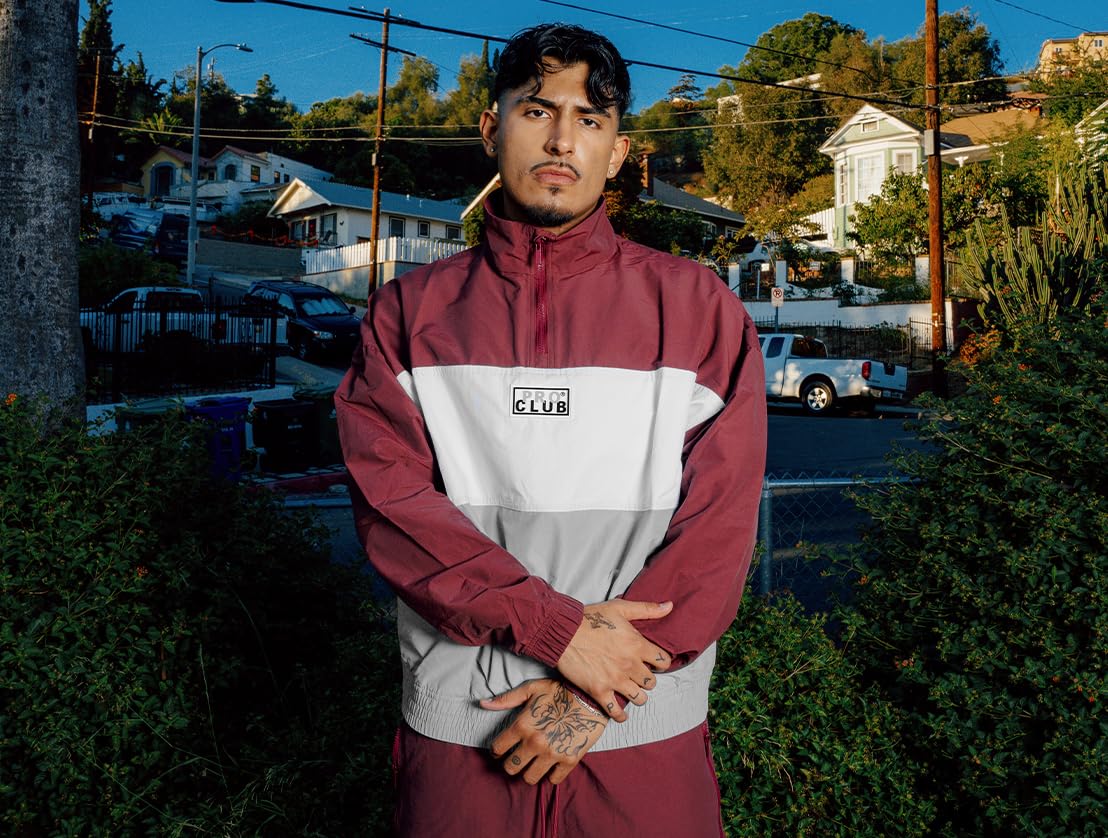 Pro Club Men's Comfort Tri-Color Cotton/Nylon Half Zip Track Jacket - Image 3