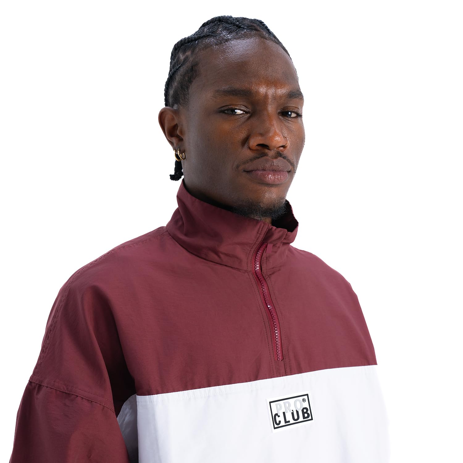 Pro Club Men's Comfort Tri-Color Cotton/Nylon Half Zip Track Jacket - Image 5